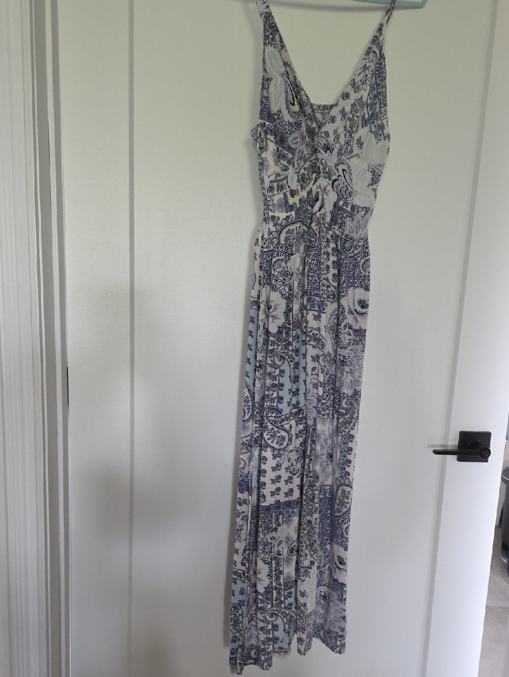 Simons White and Blue Printed Maxi Dress